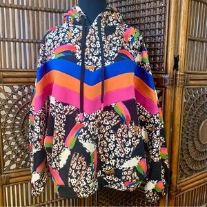 Farm Rio Colorful Leopard Toucans Hoodie size Small